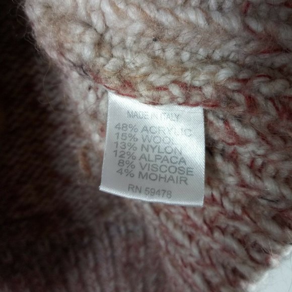 Elsamanda Cable Knit Pullover Sweater Wool Alpaca Mohair V-Neck Two Tone M Large - Picture 4 of 5